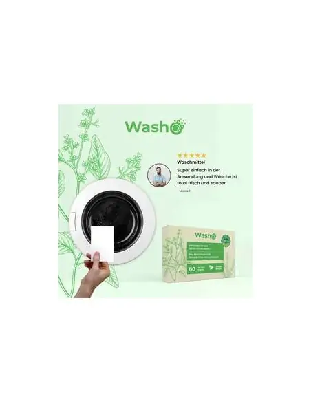 WASHO Box - 60 nachhaltige Waschstreifen mit FRESH BREEZE Duft