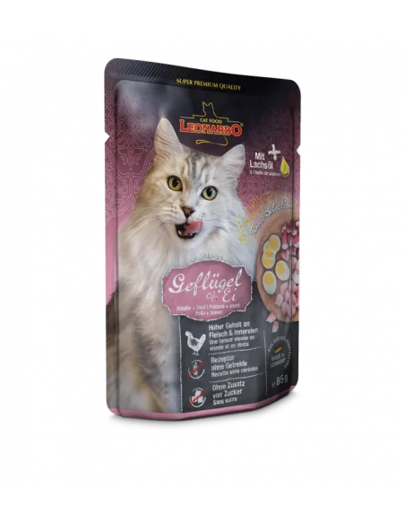 Katzenmenü Geflügel + Ei 85g im Frischebeutel - LEONARDO®