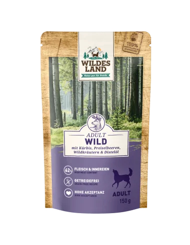 Wild 150g mit Kürbis, Preiselbeeren, Wildkräutern & Distelöl