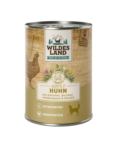Huhn 400g mit Karotten, Zucchini, Wildkräutern & Distelöl