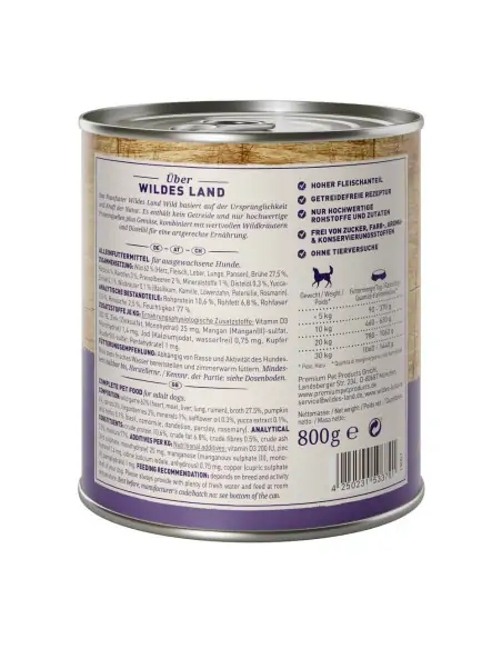 Wild 800g mit Kürbis, Preiselbeeren, Wildkräutern & Distelöl