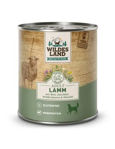 Lamm 800g mit Reis, Zucchini, Wildkräutern & Distelöl