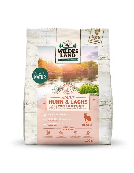 Huhn & Lachs 400g mit Gemüse und Wildkräutern Huhn & Lachs 400g mit Gemüse und Wildkräutern