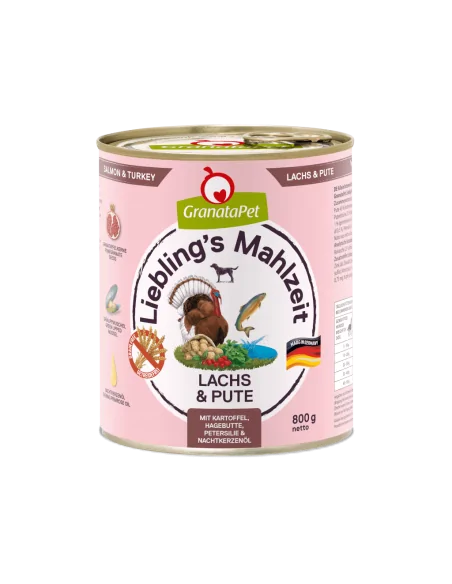 Lachs & Pute 800g mit Kartoffel, Hagebutte & Granatapfelkerne