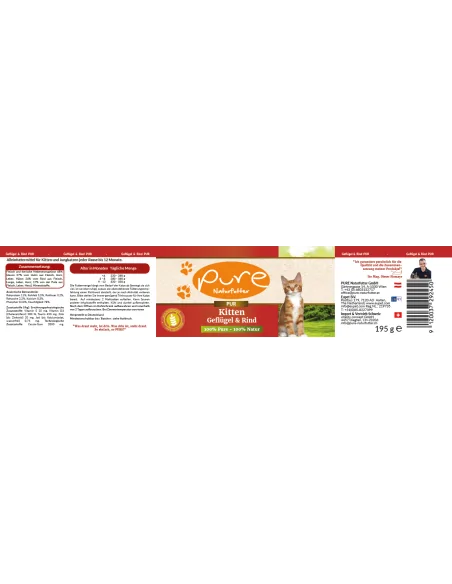 Katzenmenü PUR KITTEN Geflügel Rind 195g Katzenmenü PUR KITTEN Geflügel Rind 195g