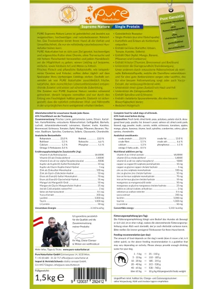 PURE Supreme Nature Dog Single-Protein getreidefrei Lamm 1.5 kg PURE Supreme Nature Dog Single-Protein getreidefrei Lamm 1.5 kg