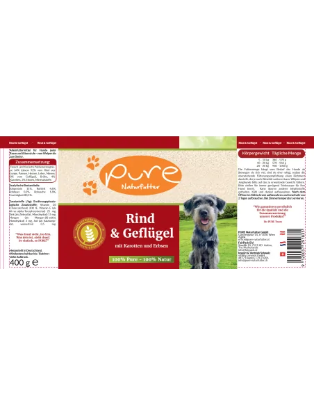 Hundemenü Rind & Geflügel mit Gemüse 400 gr. Hundemenü Rind & Geflügel mit Gemüse 400 gr.