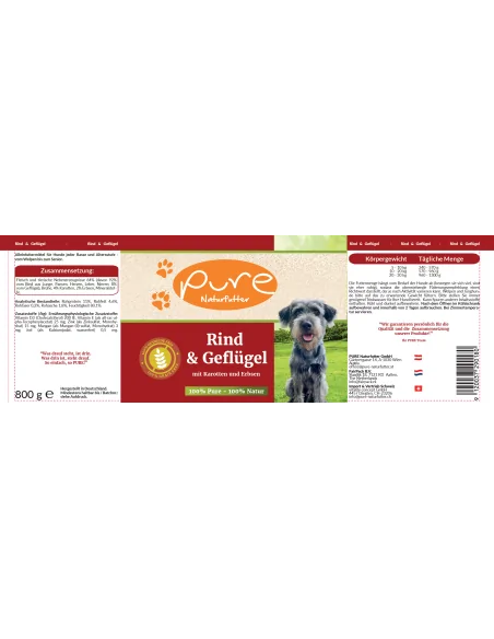 Hundemenü Rind & Geflügel mit Gemüse 800 gr.