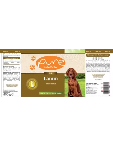 Hundemenü PUR-Fleischdose Lamm 400 gr.